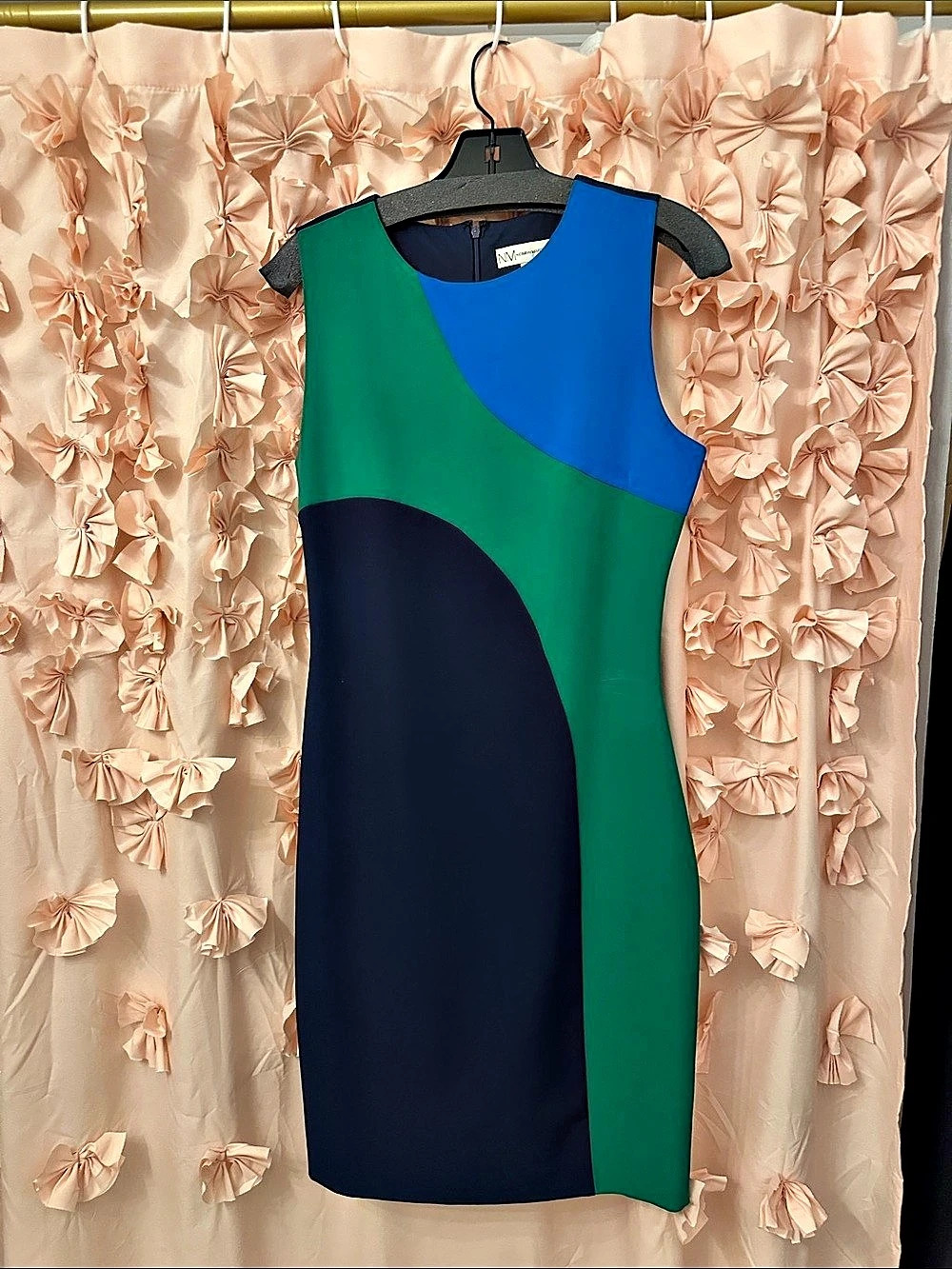 Neiman Marcus Color Block Mini Dress Green & Blue Small